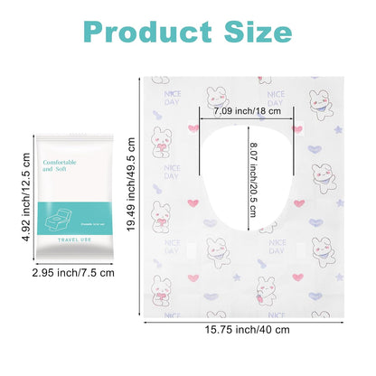 50 Packs Toddler Toilet Seat Covers Disposable, Disposable Toilet Seat Covers for Travel Waterproof Non-Woven, Travel Essentials for Kids Toddlers Potty Training (Individual Package)