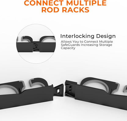 KastKing SafeGuard Fishing Rod Holder for Garage, Wall or Ceiling Mounted Fishing Rod Rack Storage Organizer, Fishing Pole Holder Holds 12 Rods or Combos in Less Than 36 Inches