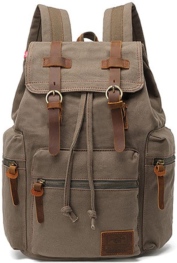AUGUR High Capacity Canvas Vintage Backpack - for School College Hiking Travel 12-17" Laptop