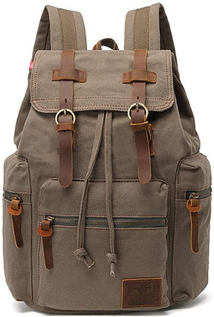 AUGUR High Capacity Canvas Vintage Backpack - for School College Hiking Travel 12-17" Laptop