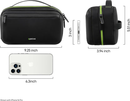 EPICKA Electronics Organizer Travel Case - Cable Organizer Bag for Travel Accessories, Tech Pouch for Cords, Charger, Adapter, Cables, Power Bank, Waterproof Storage Bag with Luggage Strap, Black