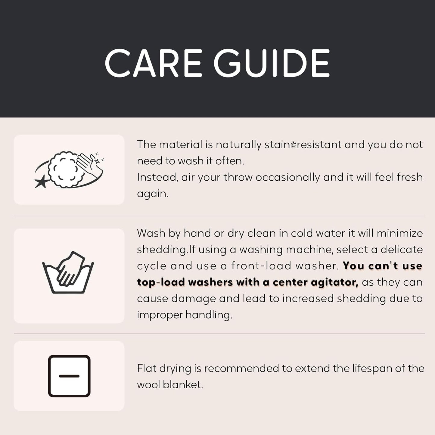 100% Wool Blanket, 62" x 86", Warm, Thick, Washable, Military Wool Blanket, Great for Camping, Outdoors, Sporting Events, Survival Kits,Carbon Black