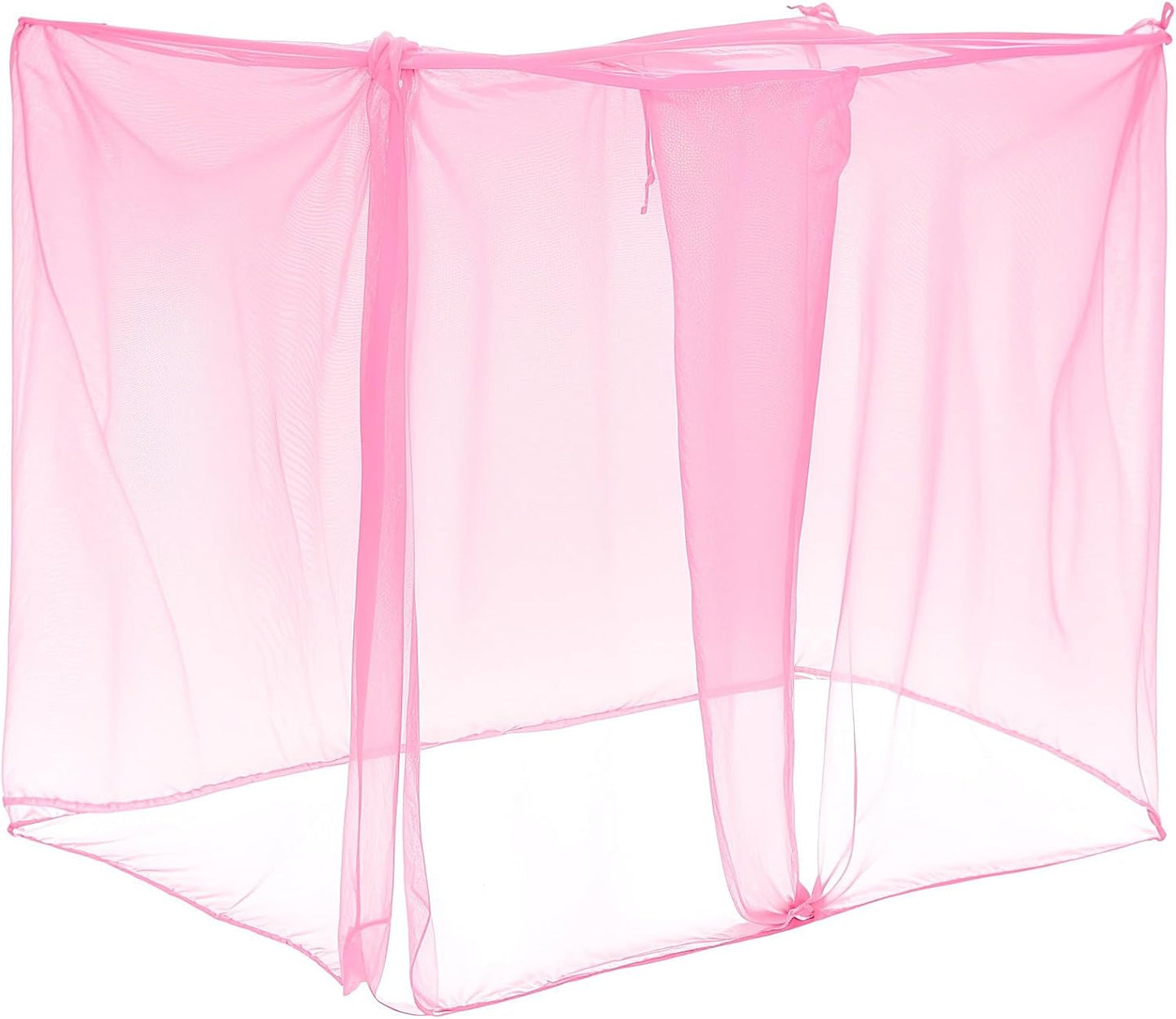4 Corners Mosquito Net for Mosquiteros para Camas Bed Canopies Netting Bed Drapes Rectangular Mosquito Mesh for Camping Home Outdoor Travel(Pink,L75 X W47 X H59 Inch,Opening)