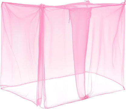 4 Corners Mosquito Net for Mosquiteros para Camas Bed Canopies Netting Bed Drapes Rectangular Mosquito Mesh for Camping Home Outdoor Travel(Pink,L75 X W47 X H59 Inch,Opening)
