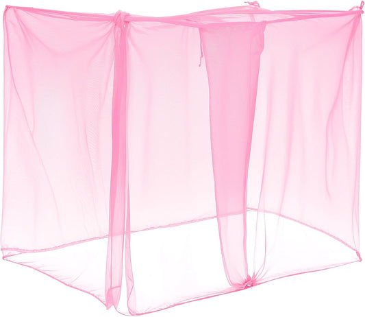 4 Corners Mosquito Net for Mosquiteros para Camas Bed Canopies Netting Bed Drapes Rectangular Mosquito Mesh for Camping Home Outdoor Travel(Pink,L75 X W47 X H59 Inch,Opening)