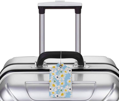 2 Pack Luggage Tag for Suitcase, Cute Unique Leather Suitcase Tags Identifiers with Privacy Name Address Labels & Durable Steel Loop for Women Men Travel