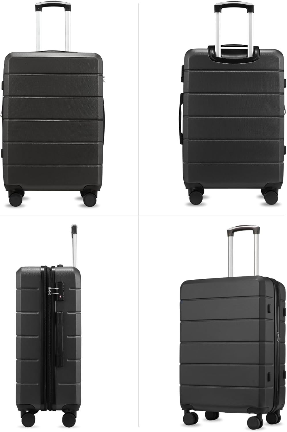 24 Inch Luggage with Spinner Wheels, Expandable Hardside Medium Checked Suitcase, Blue