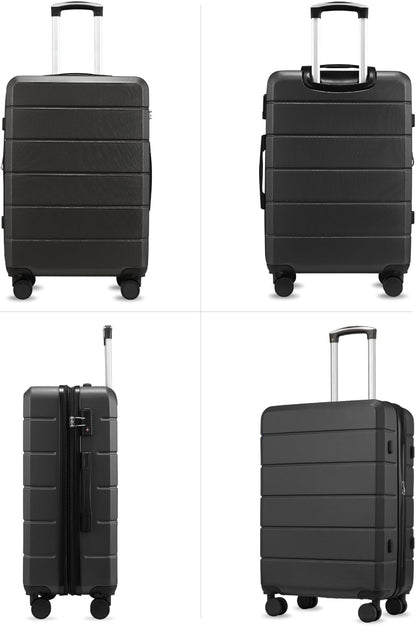 24 Inch Luggage with Spinner Wheels, Expandable Hardside Medium Checked Suitcase, Blue