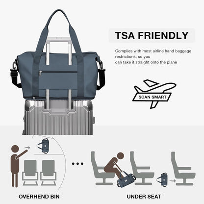 Travel Duffel Bag, Sports Tote Gym Bag, Shoulder Weekender Overnight Bag for Women