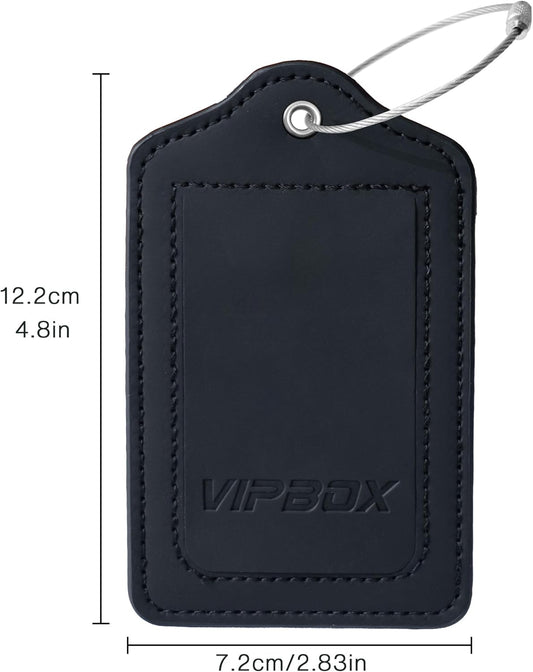 Luggage Labels Premium Travel Suitcase Tags for Baggage Easy to Write Waterproof with Name ID Card for Man Women (Black)