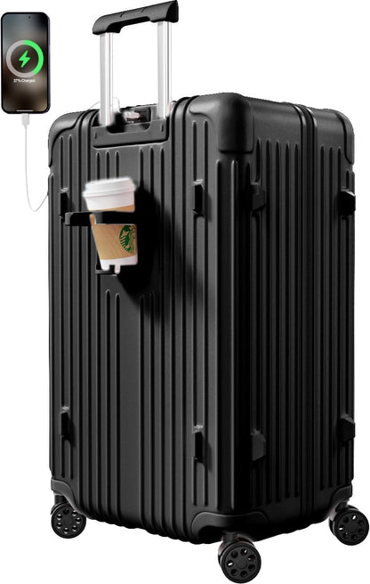 Krute Carry on Luggage 20 Inch Suitcases with Spinner Wheels Hardside Luggages Cup Holder Carry Suitcase USB Charger Port PC+ABS with TSA Lock