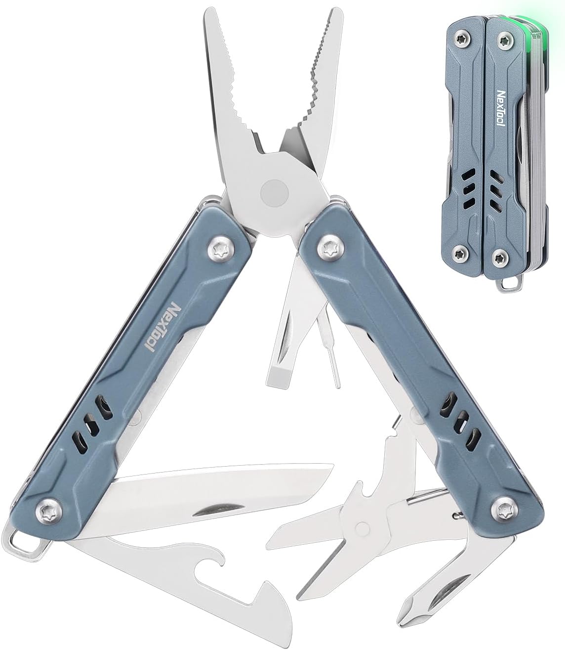 NexTool Mini Sailor S11 Keychain Multitool, 11-in-1 Compact EDC Pliers with Pocket Knife, Scissors & Screwdrivers, Lightweight Small Multitool for DIY, Travel, Camping, and Gift, Cool Gadget for Men