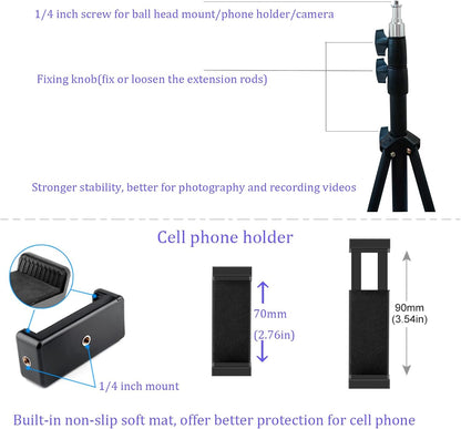 Up to 82.6 Inch Tall Tripod for Cell Phone and Lightweight Camera, Super Tall Tripod with Cell Phone Holder for iPhone 14 Pro Max, 13 Pro Max, Galaxy S22 Ultra, Action Cameras