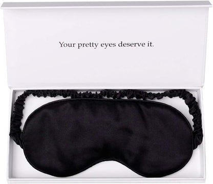 Silk Sleep Mask Light Blocking Luxury 100% Mulberry 19mm Silk Eye Mask Eye Cover Blindfold Ultra Soft Light & Comfy Anti Aging Skin Care with Travel Bag Gift Package