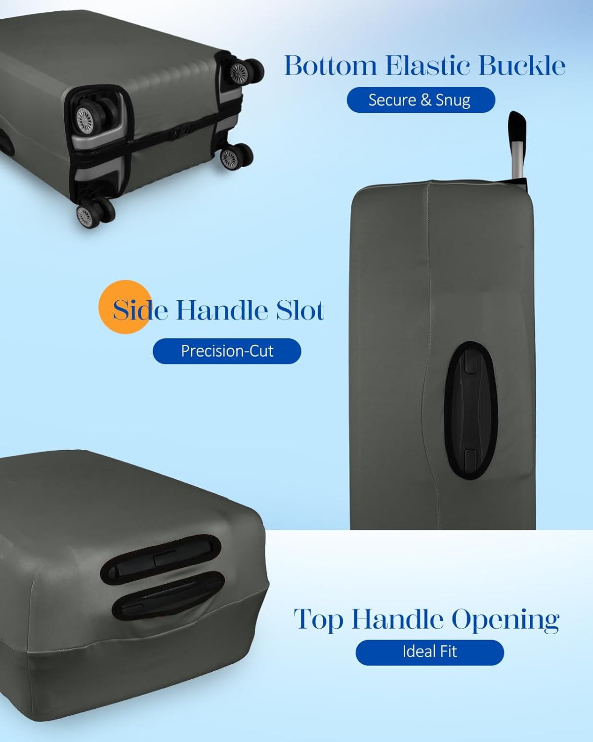 Slohif Luggage Cover for Suitcase Tsa Approved Protector - Luggage Sleeve Large Suit Case Cover Travel Stretch Baggage Case Protective Washable Fit 18-20 Inch Gray XS