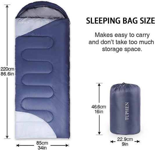 tuphen- Sleeping Bags for Adults Kids Boys Girls Backpacking Hiking Camping Microfiber Liner, Cold Warm Weather 4 Seasons Indoor Outdoor Use, Lightweight & Waterproof