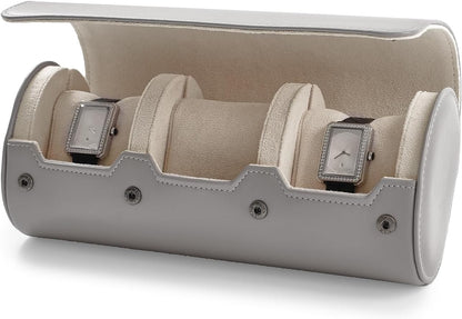 Oirlv Luxury Leather Watch Organizer Case Watch Box for Mens Jewelry Gift Box for Birthday Fathers Day Anniversary(3 slots, Grey)