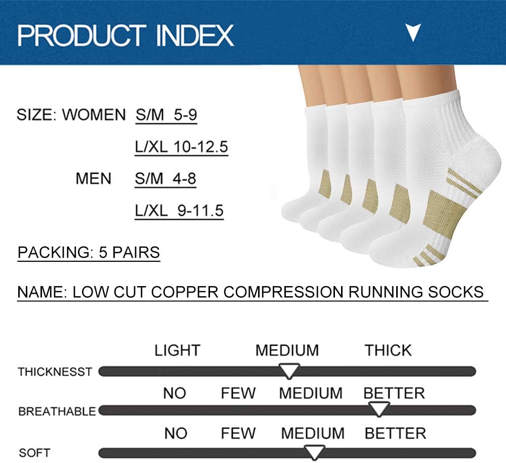 Iseasoo Copper Compression Socks for Men & Women – Plantar Fasciitis Relief, Ankle Support & Circulation – Running & Recovery