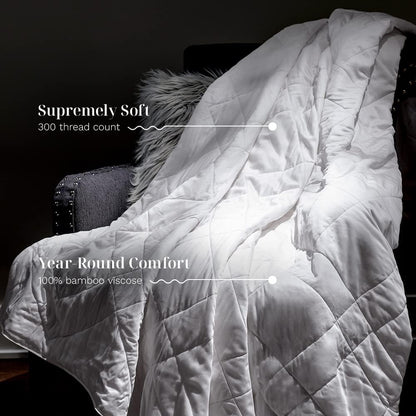 LUXOME Lightweight Blanket | 100% Rayon (Viscose) from Bamboo Fabric & Fill | Full/Queen - 86"x92" | Super Soft | Thermal-Regulating | White