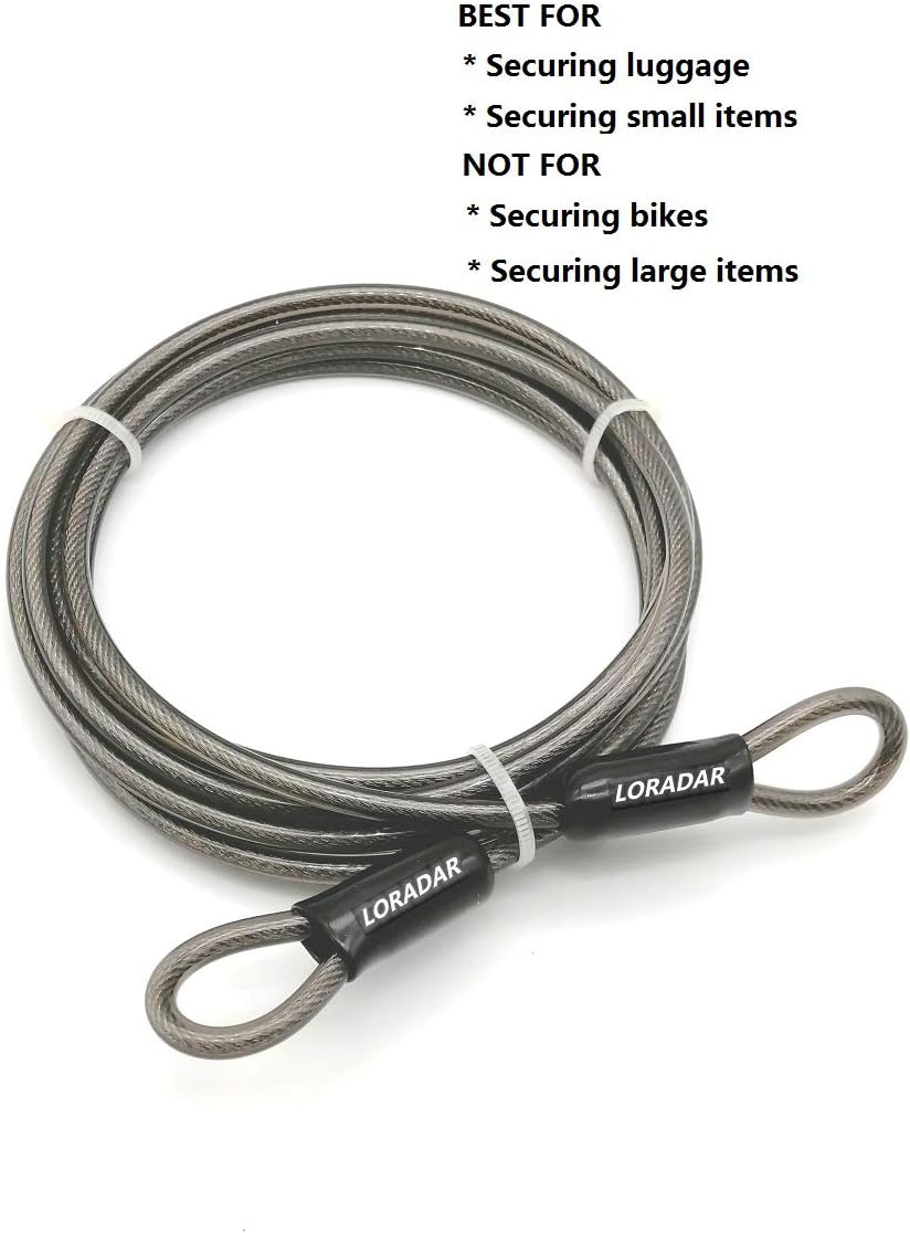 4mm Thick（5/32"） 7FT,15FT,30FT Braided Steel Coated Thin Security Cable Anti-Lost Steel Cable Luggage Lock Safety Cable Wire Double Loop (30FT)