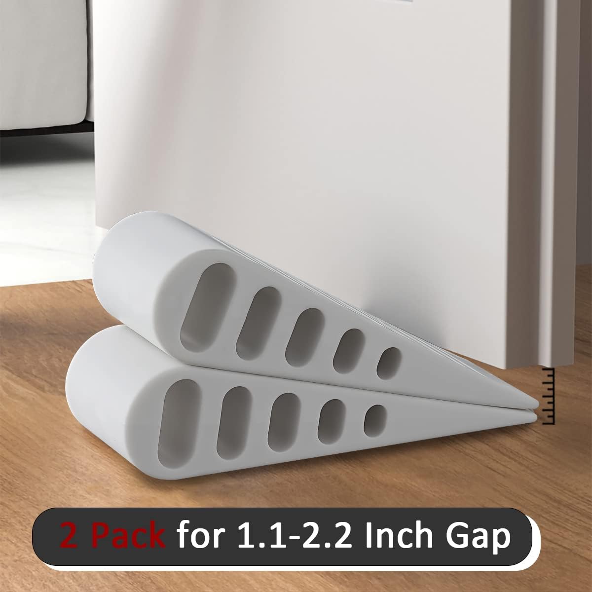 JQK Rubber Door Stopper Wedge, White 3 Pack Soft TPR Premium Door Stops for Bottom of Heavy Duty Door on Tile, Concrete, Carpet, Wooden Floor, DSB61-WH-P3