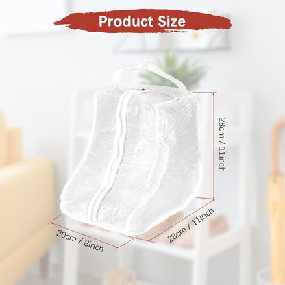 Boot Storage Bags [2PCS] - Plastic Short Boot Carry Bags Clear Shoe Bags with Handle for Travel & Daily Use - [White] Waterproof & DustProof Boot Bags for Cowboy Boots