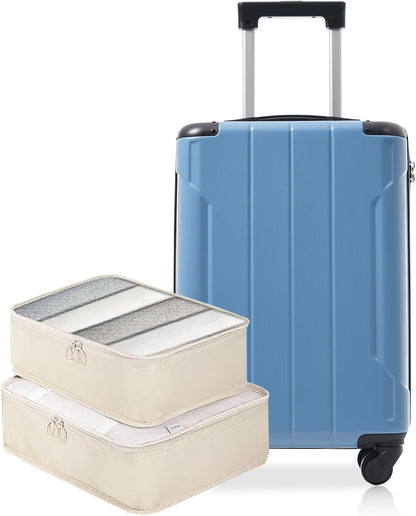 Merax Carry on Luggage Set, 20 Inch Hardshell ABS Suitcase with Spinner Wheels, Built-in TSA Lock & 2 Packing Cubes Airline Approved for Business Weekend Travel