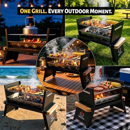 Nomad Portable Charcoal Grill, Ultra-Slim Folding Camping BBQ