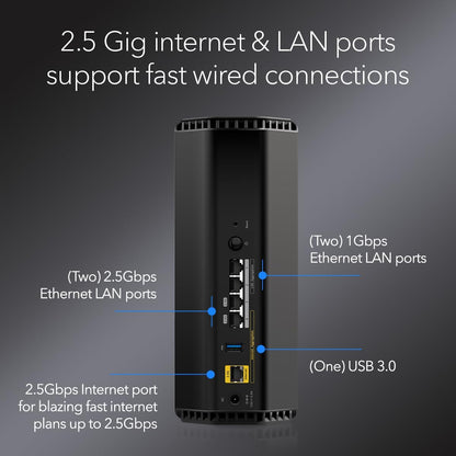 NETGEAR Nighthawk Tri-Band WiFi 7 Router (RS280S) - Security Features, BE9200 Wireless Speed (up to 9.2 Gbps) - Covers up to 2,500 sq. ft. - 2.5 Gig Internet Port – 1-Year Armor & Free Expert Help