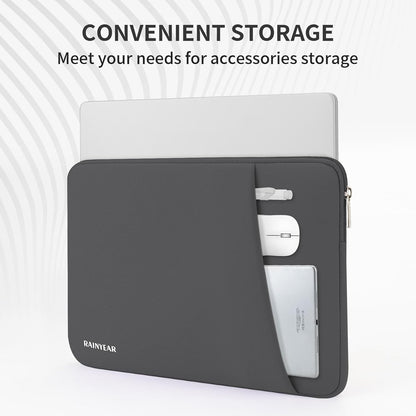 RAINYEAR Laptop Sleeve Case with Front Pocket, 13.3 Inch Protective Portable Case Briefcase Laptop Bag Cover Compatible with MacBook Air/Pro 13-13.3 inch, MacBook Pro/Max 14 inch, Gray