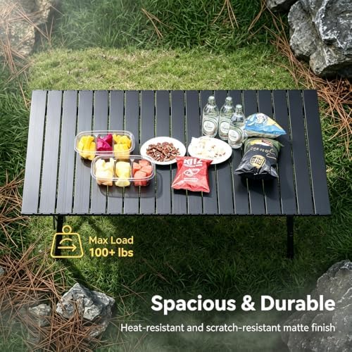 JOUYEK Folding Outdoor Camping Table, Lightweight Aluminum Camp Table Black