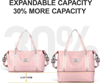 Travel Duffel Bag, Sports Tote Gym Bag, Shoulder Weekender Overnight Bag for Women