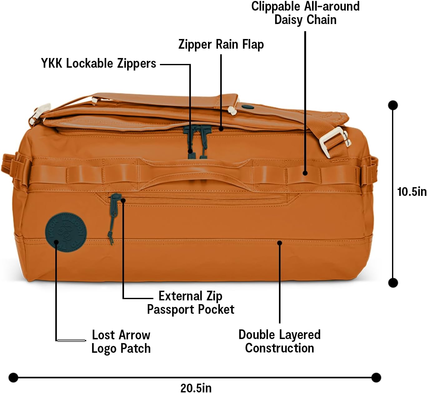 Baboon to the Moon Go-Bag Small 40L – Detachable Straps, Small Duffle Bag for Travel, Gym Bag for Women, Mens Travel Bag, Duffel Bags for Traveling, Travel Duffel Bags for Women (Caramel)