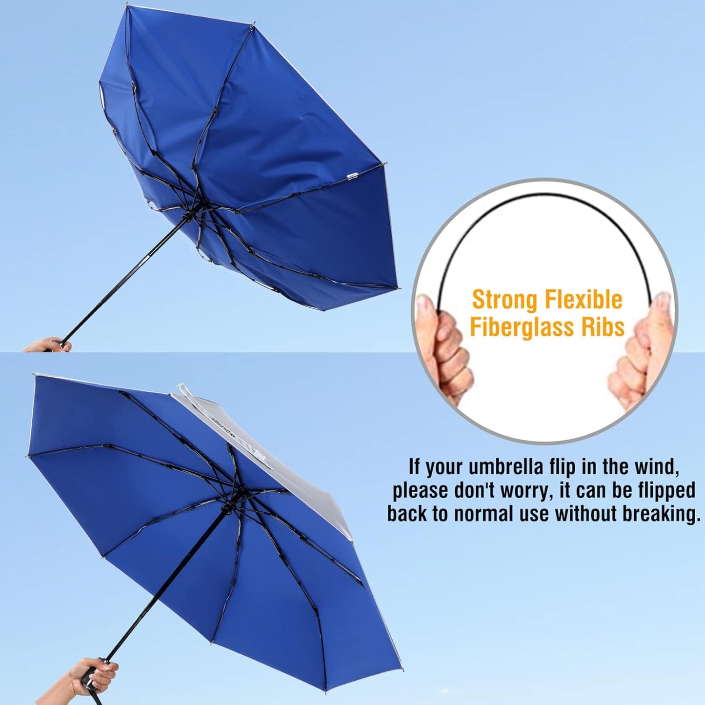 G4Free UPF 50+ UV Protection Large Travel Umbrella 42/46 Inch Auto Open Close Windproof Sun Blocking Umbrella