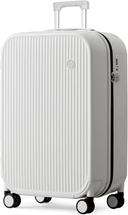 mixi 26 Inch Large Checked Luggage PC Hardshell Suitcases with Wheels for Travel Woman Men, Smoke White