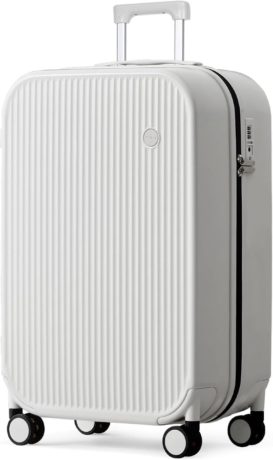 mixi 26 Inch Large Checked Luggage PC Hardshell Suitcases with Wheels for Travel Woman Men, Smoke White