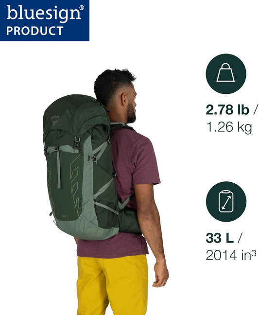 Osprey Talon 33L Men's Lightweight Hiking Backpack with Hipbelt, Scoria Blue/Night Shift
