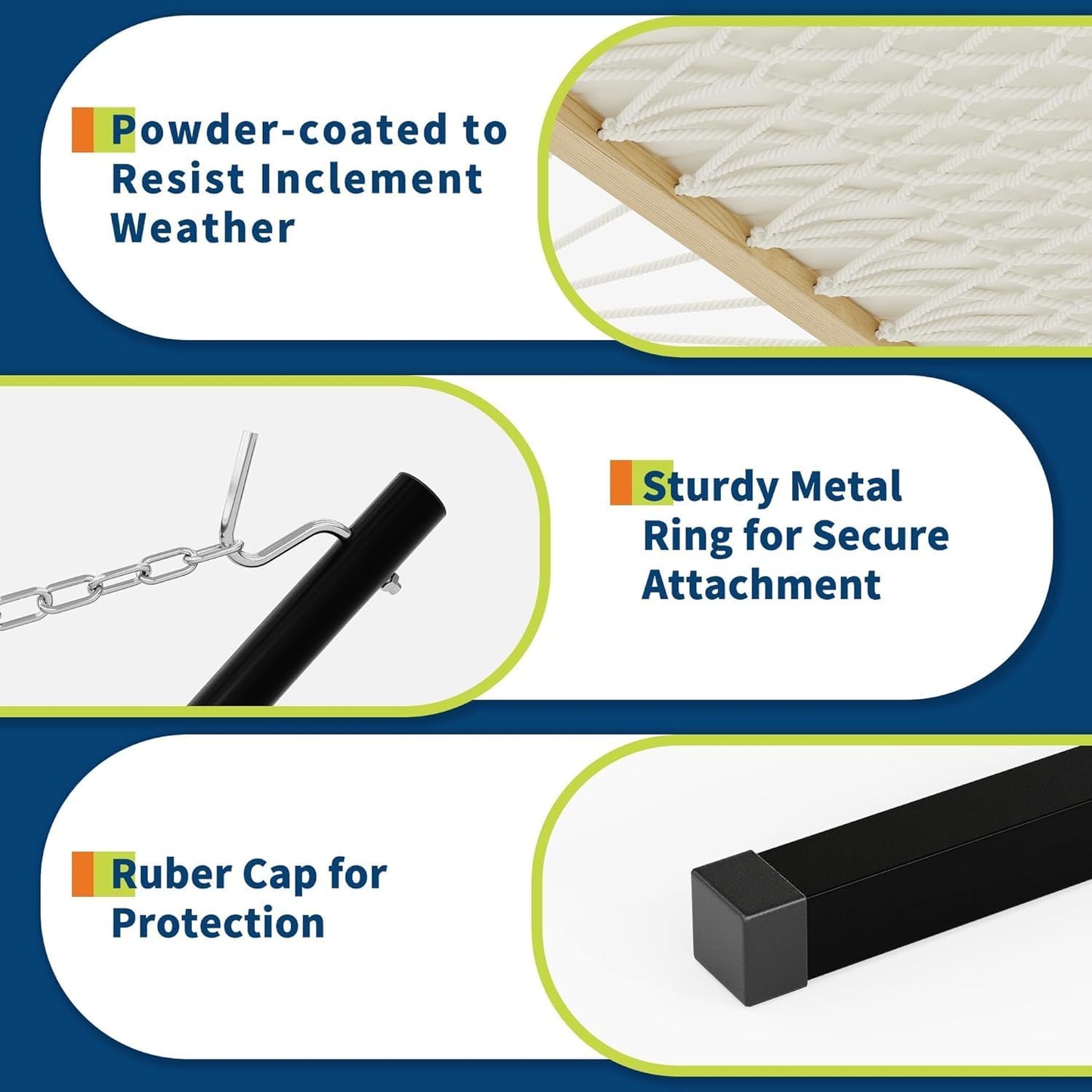 Double Hammock with Stand for 2 Persons Outdoor,Heavy Duty 450lb Capacity,with Portable Steel Frame,Cotton Rope,Polyester Pad and Carry Bag,Perfect for Garden Camping Beach Backyard Patio