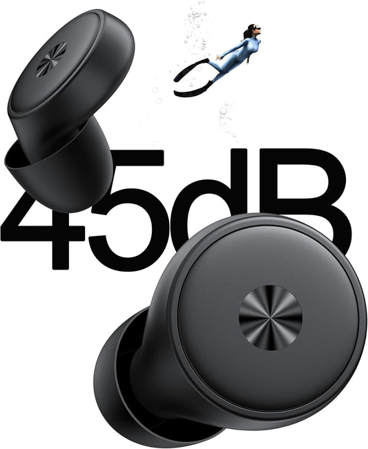 45dB Ear Plugs for Sleeping 0.1oz Ultra-Comfy Noise Cancelling Ear Plugs for Concerts, Deep Focus, Travel, Noise Reduction Ear Plug with 8 Ear Tips Reusable Earplugs with Carry Case Black