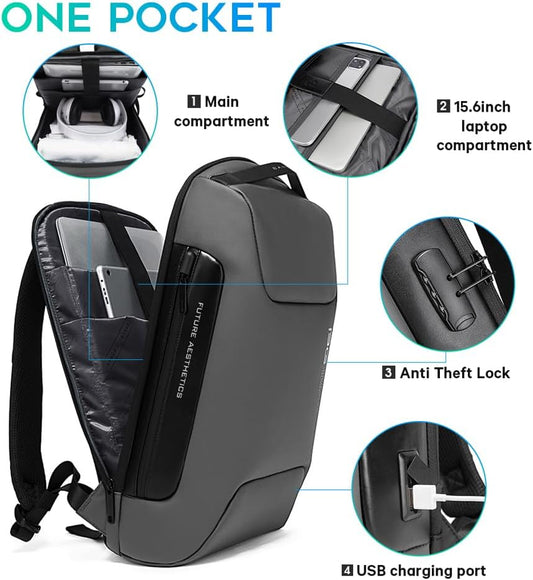 BANGE Anti Theft Backpack,Business Backpacks with USB Charging Port, Slim Laptop Back Pack Fit for 15.6 INCH,Men Travel Backpack with Water Bottle Holder for Men and Women…