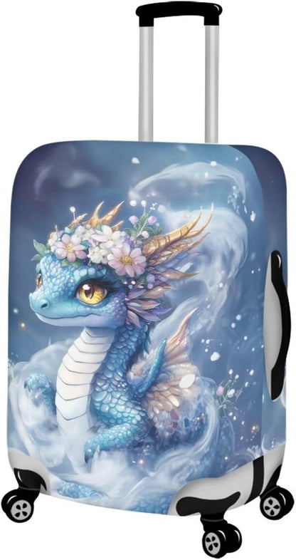 Dragon Luggage Cover Universal Fit 26-29 Inch Anti-Slip Elastic Spandex Suitcase Cover with Invisible Zippers Washable Baggage Case Scratch Resistant Travel Suitcase Protector