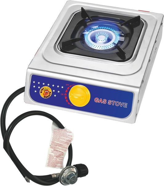 Vivicreate Propane Gas Stove 10000 BTU Single Burner Stainless Steel Cooktop Portable Outdoor Cooking with Regulator for Camping BBQ Patio Picnic