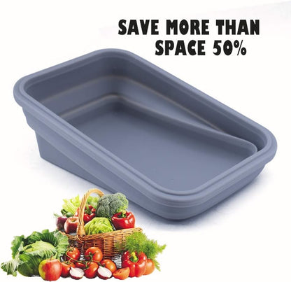 4 Pack Collapsible Silicone Food Containers Storage Lunch Bento Box with Lid BPA Free for Camping, Hiking (Gray, 4PC)