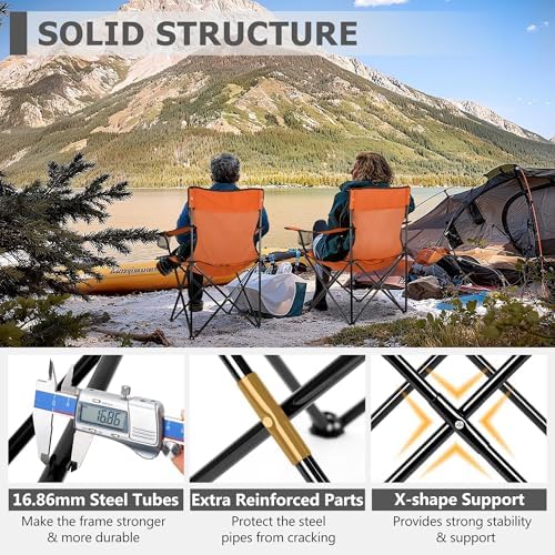 Joyfair Camping Chairs for Lawn & Beach, Large for Adults, Orange
