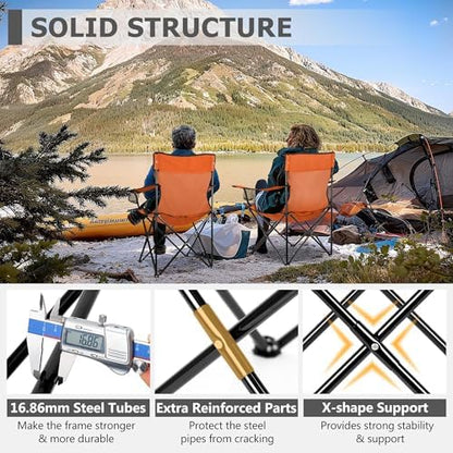 Joyfair Camping Chairs for Lawn & Beach, Large for Adults, Orange