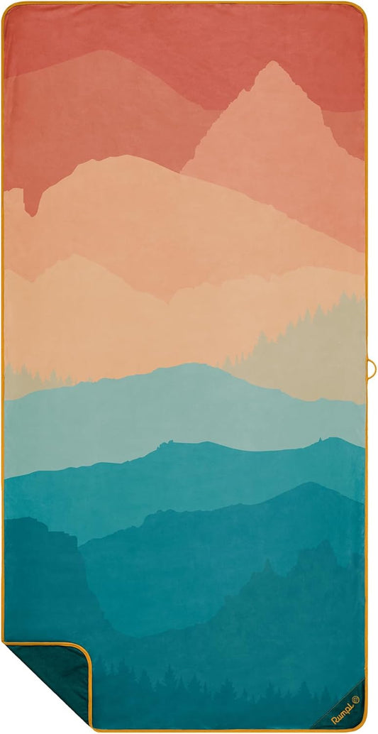 Rumpl Tech Towel Quick-Dry Towel for Travel, Beach, and Camp, Rocky Mountain Sunset Fade
