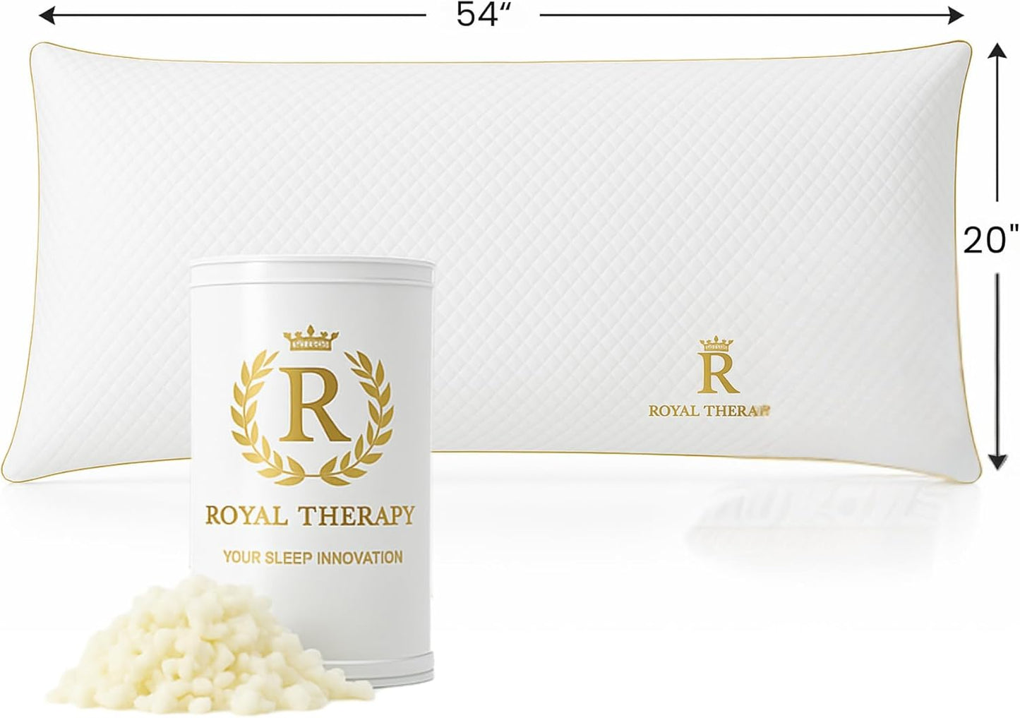 Royal Therapy Body Pillow for Adults – 20x54 Full Body Pillow for Side Sleeper, Pregnancy, Back Pain & Maternity – Memory Foam Long Bed Pillow with Cooling Bamboo Rayon Cover