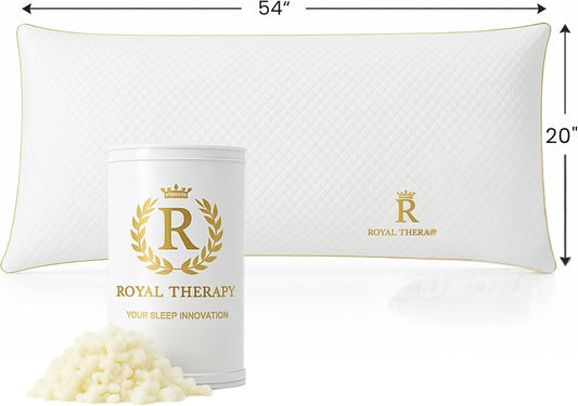 Royal Therapy Body Pillow for Adults – 20x54 Full Body Pillow for Side Sleeper, Pregnancy, Back Pain & Maternity – Memory Foam Long Bed Pillow with Cooling Bamboo Rayon Cover