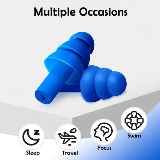 100 Pairs Ear Plugs for Sleeping Noise Cancelling, Reusable Silicone Sound Blocking Earplugs, Waterproof Noise Reduction Ear Plugs for Shooting, Swimming, Concerts, Snoring