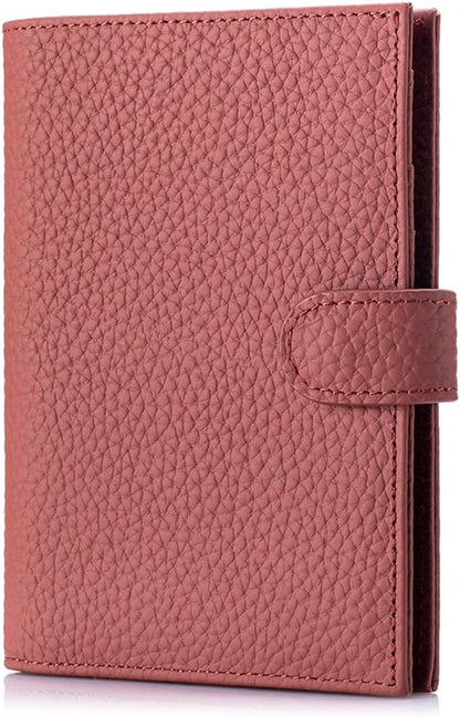 Slim RFID Passport Wallet for Women – Leather Travel Passport Holder for Men with Passport Slot & Card Slots, Zippered Coin Pocket & Cash Holder Travel Organizer Brick Red